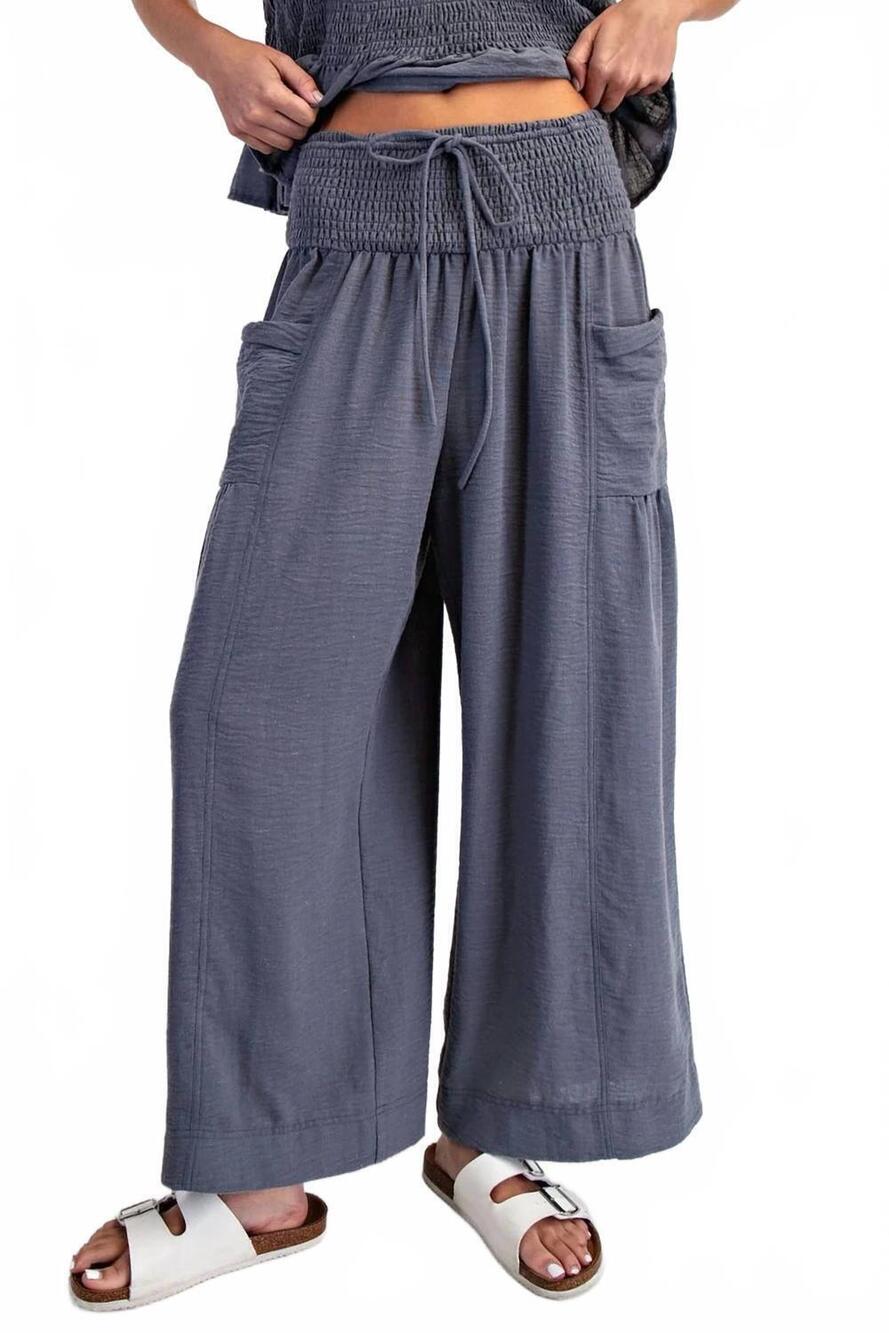 NEW COTIERRA baggy wide leg cropped pants in deep blue